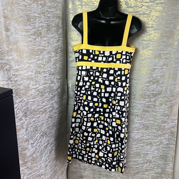 Francesca Mammoliti Geometric Black/Yellow/White Dress Size 6 - Picture 7 of 12